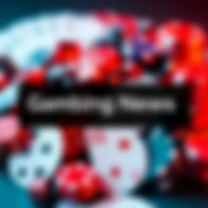 A collage of gambling elements including dice, cards, and chips, representing recent developments in the gambling industry.