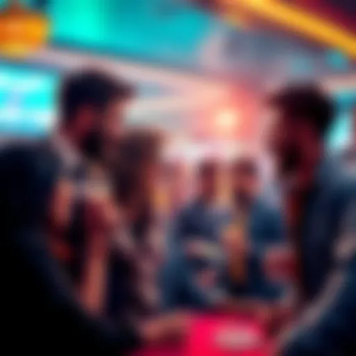 People sharing their gambling stories at a lively gathering