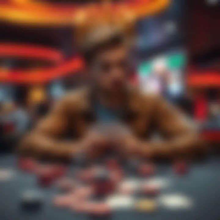 A young man sitting at a table with playing cards and chips, looking thoughtfully at his past choices, symbolizing his journey of sobriety and better decisions.