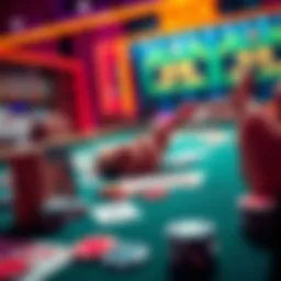 A vibrant gambling table filled with colorful chips and cards, showcasing the excitement of modern gambling