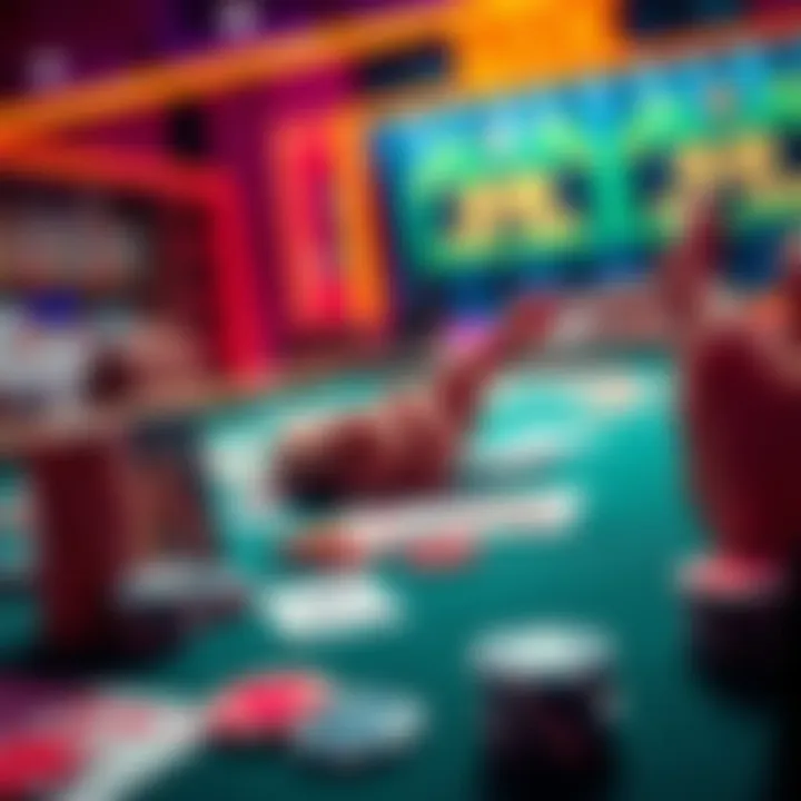 A vibrant gambling table filled with colorful chips and cards, showcasing the excitement of modern gambling