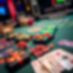 A close-up of a gambling table featuring aviamasters and gift cards spread out for betting options.