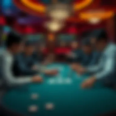 Gambling table with players A group of players at a casino table analyzing cards and chips, looking for signs of a soft table.