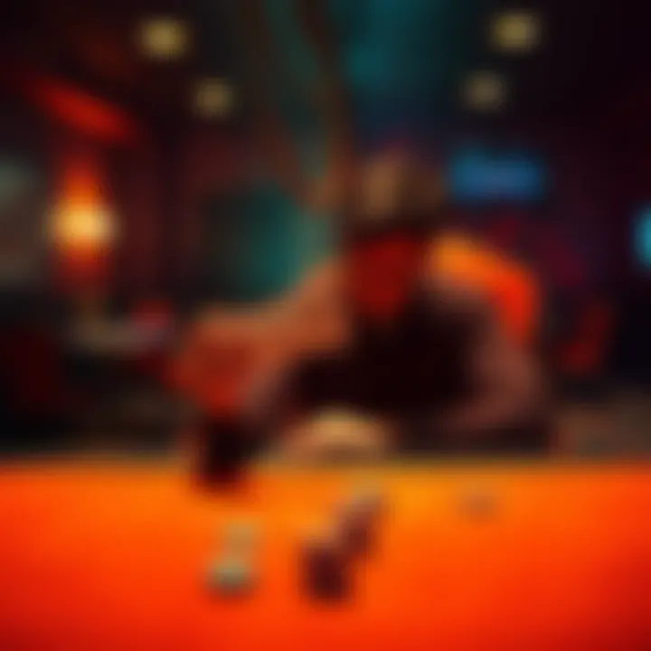 Person with a gambling ticket and empty chair A person sits alone at a table with a gambling ticket in hand, looking regretful. An empty chair nearby symbolizes lost family connections. The background shows scattered poker chips and a dimly lit r...