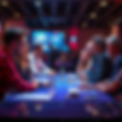 A group of people discussing gambling trends at a forum table, sharing insights and ideas.