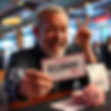 Gambling Victory Celebration A person holding a winning ticket with a joyful expression, while a sports betting slip is visible on the table
