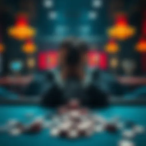 A person sits alone at a table, head in hands, surrounded by empty gambling chips, reflecting on a past win.