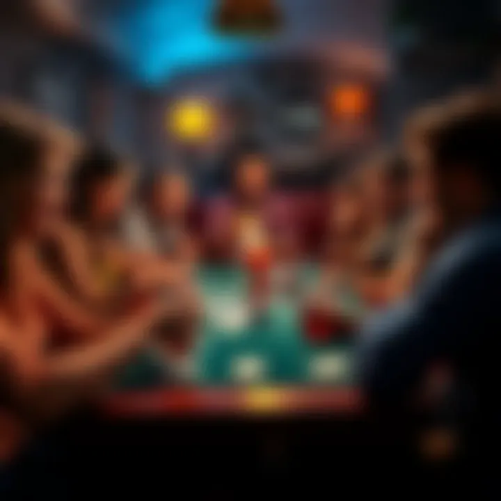 Friends gathered around a table, playing cards and enjoying drinks during a fun game night.