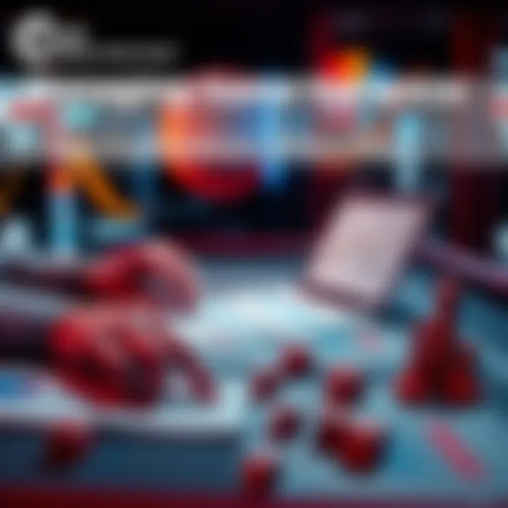 A player analyzing game variance with dice and charts on a table, adjusting strategy for better outcomes.