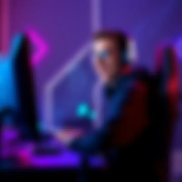 A gamer sitting in front of a computer with a joyful expression, ready to start playing after a break due to family issues.