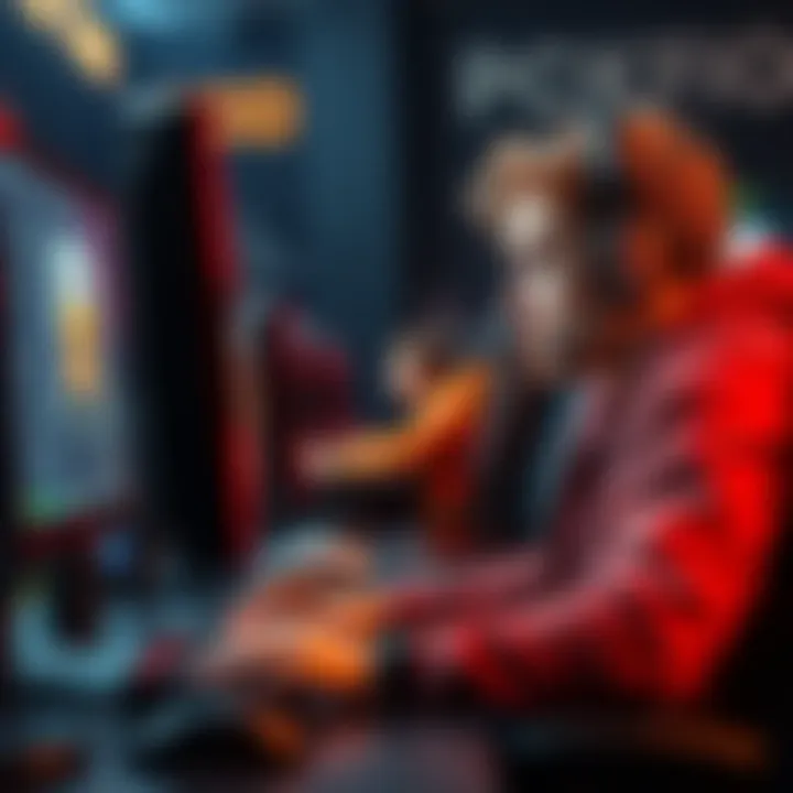 A gamer sitting in front of a computer, looking thoughtful while reviewing tournament results and strategies.
