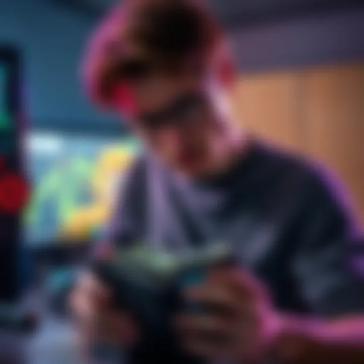 A frustrated gamer looking at their empty wallet, symbolizing financial loss from the Aviator game, with a gaming console in the background.