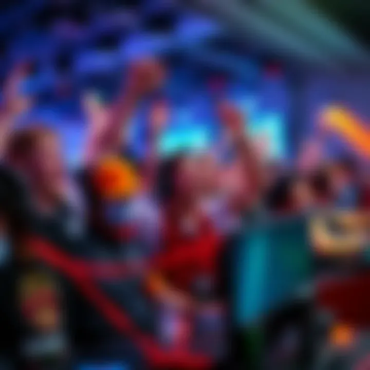 A group of gamers celebrating their recent win with joy and excitement at a gaming event