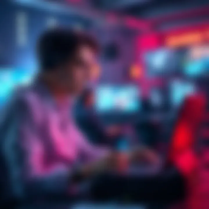 A person discussing cash-out methods on a forum while looking at a laptop with gaming graphics on the screen