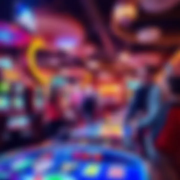 Gaming and Entertainment in Des Moines A lively casino with people playing games and enjoying entertainment in Des Moines, Iowa.