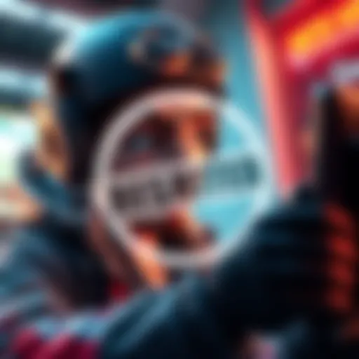 A graphic showing a gaming character looking frustrated while trying to reload their account, with a 'Restricted' sign overlay.
