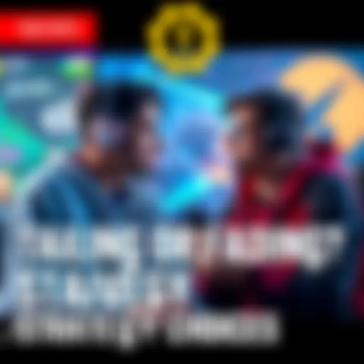 Two gamers discussing strategies, one favoring tailing trends and the other opting to fade them, with game visuals in the background.