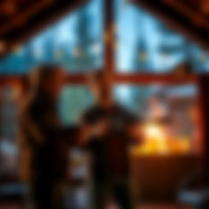 Garret and Keating preparing for a livestream event at the Lodge, with excitement in the air