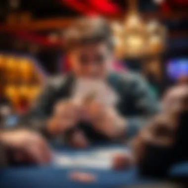 Garrett Adelstein Goes All-In Garrett Adelstein making an all-in bet at a poker table with a queen-high hand, showing intensity and focus during a high-stakes game.
