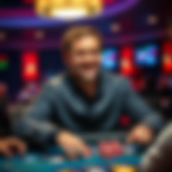 Garrett Adelstein sitting at a poker table with cards and chips, smiling and engaging with fans during an AMA event
