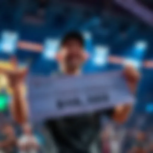 Garrett Adelstein Celebrating His Win Garrett Adelstein smiles and holds a check for $110,925 during a livestream game