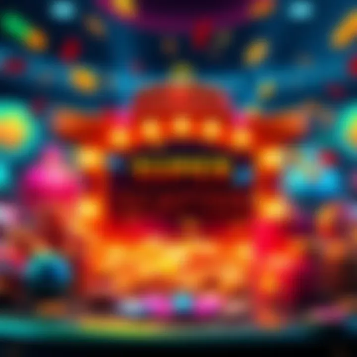 A visual representation of a colorful gaming interface with symbols and coins, suggesting a gaming experience.