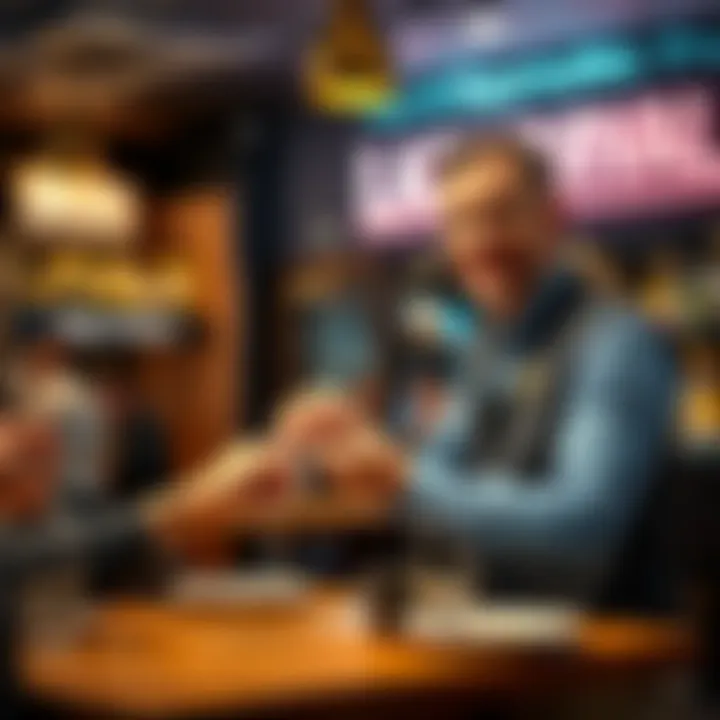 Generous Tipping at a Restaurant A waiter smiling while receiving a tip from a satisfied customer at a restaurant table.