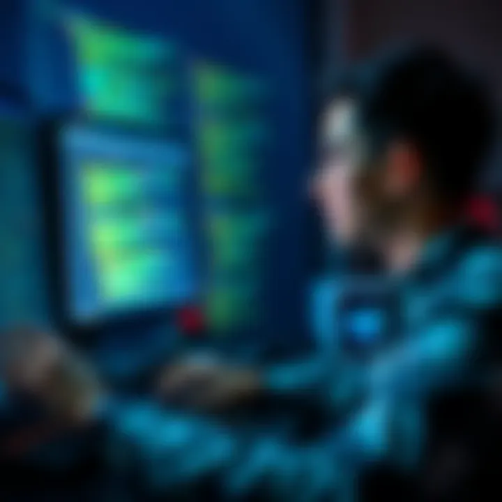 Getting Codes A person sitting at a computer, looking at a website with codes on the screen, appearing focused and engaged