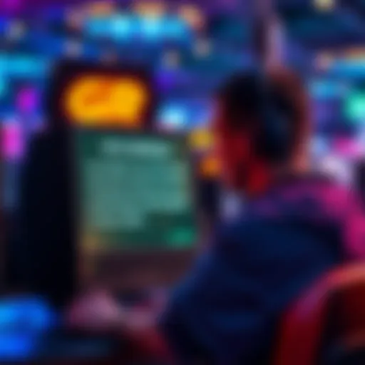 A concerned poker player looking at a computer screen with GGPoker's logo, displaying a message about botting issues
