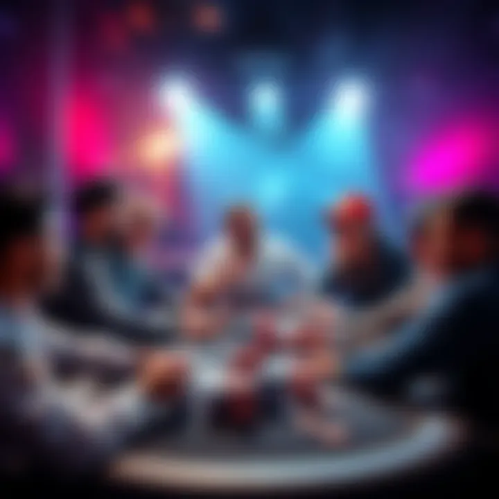 A group of excited poker players gathered around a table, discussing GGPoker's latest move with enthusiasm.