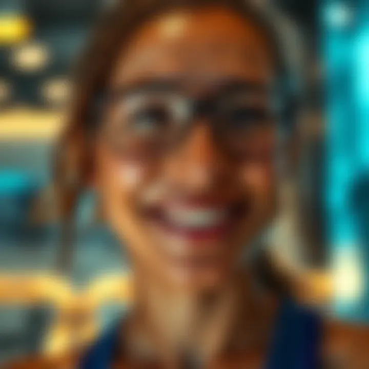A person smiling with a healthy glow and slight sweat after a workout, showcasing confidence and natural beauty.