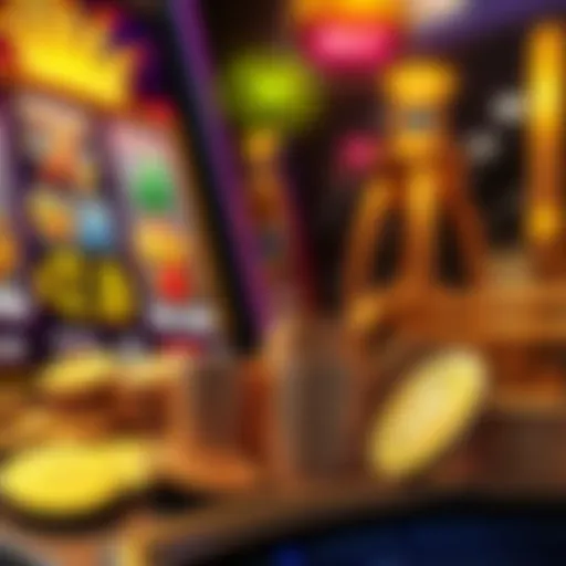 A graphic showing gold coins and sweeps coins next to an online slot machine screen