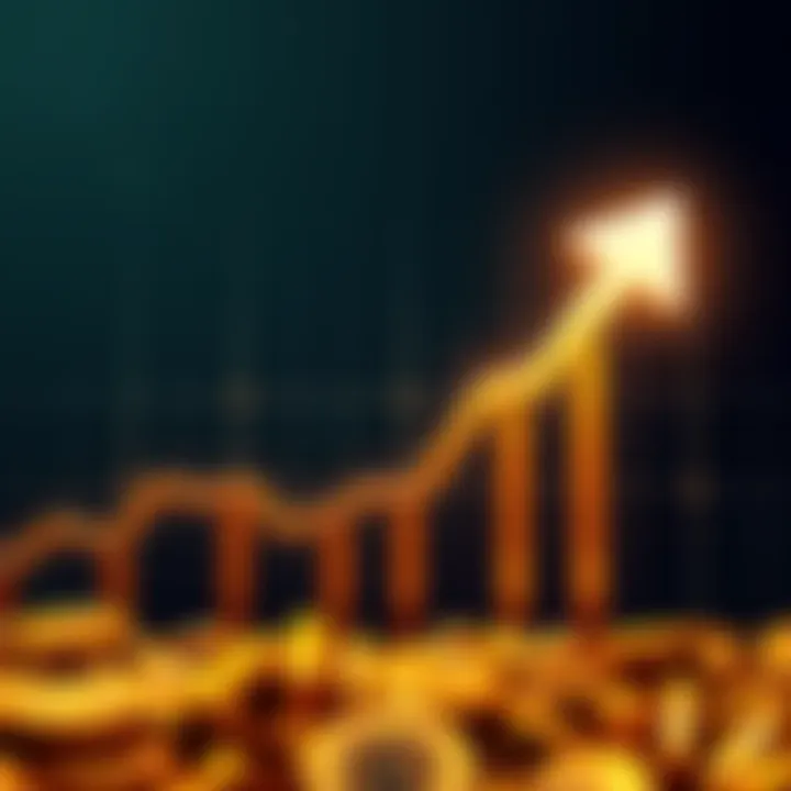 A chart showing the trend of gold prices over the month with an upward arrow indicating strong performance.