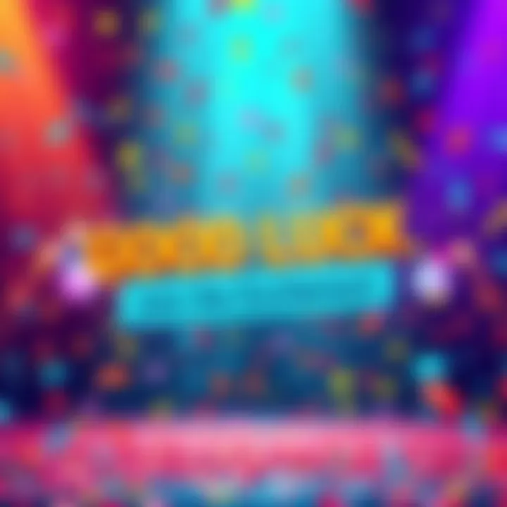 A vibrant graphic featuring colorful confetti and a banner wishing good luck to participants in a competition