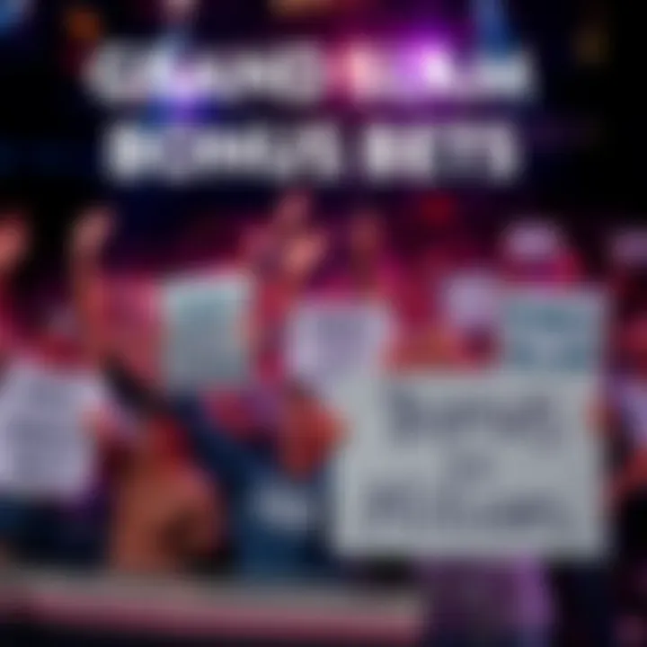 Fans celebrating at the Grand Slam event with signs about half a million in bonus bets