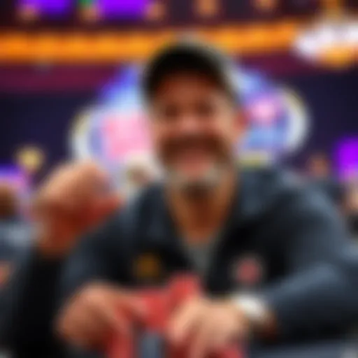 Greg Mueller, a former hockey player, smiles as he holds his poker chips after finishing 3rd in the WSOP main event.