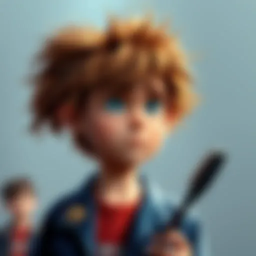 Griffin stands with messy hair, looking uncertain about his hairstyle choice while holding a hairbrush.