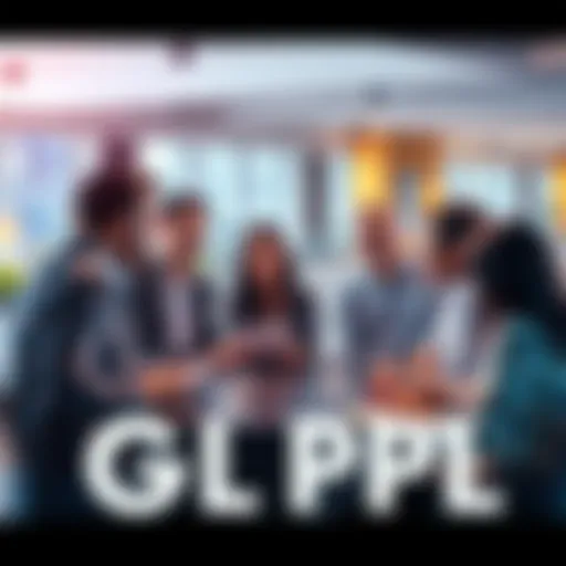 A diverse group of people engaged in a discussion about GL PPL, sharing insights and ideas in a modern office setting.