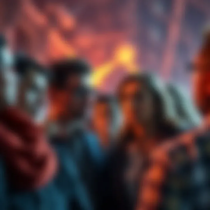 A group of people engaged in a serious discussion, with some looking worried and others appearing thoughtful, set against a backdrop of rising tensions.