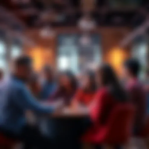 A diverse group of people engaged in a lively discussion about various social issues, sharing their thoughts and opinions.