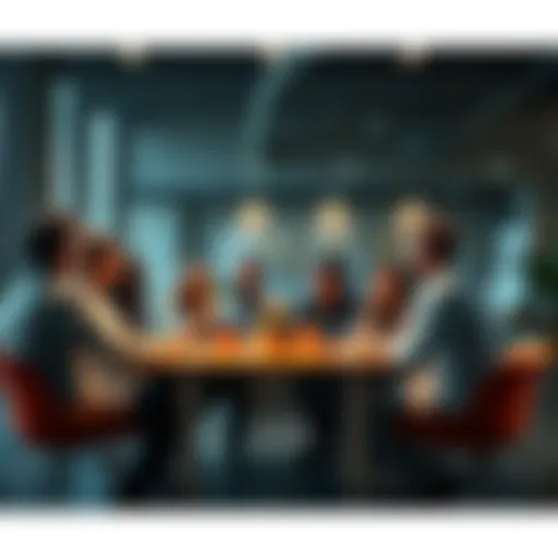 A diverse group of people engaged in a discussion around a table, exchanging ideas and perspectives