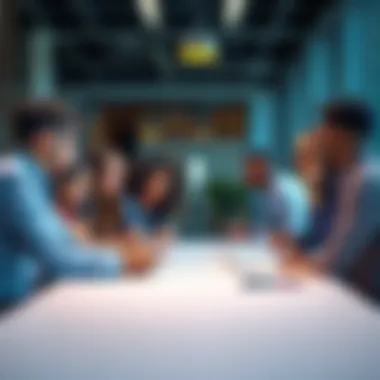 A group of diverse people sitting around a table, brainstorming ideas to avoid future mistakes and improve their strategies, with charts and notes in front of them.