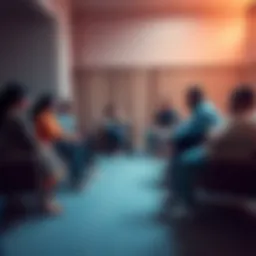 A group of people sitting in a circle during an inpatient therapy session for gambling addiction, sharing their stories and support.