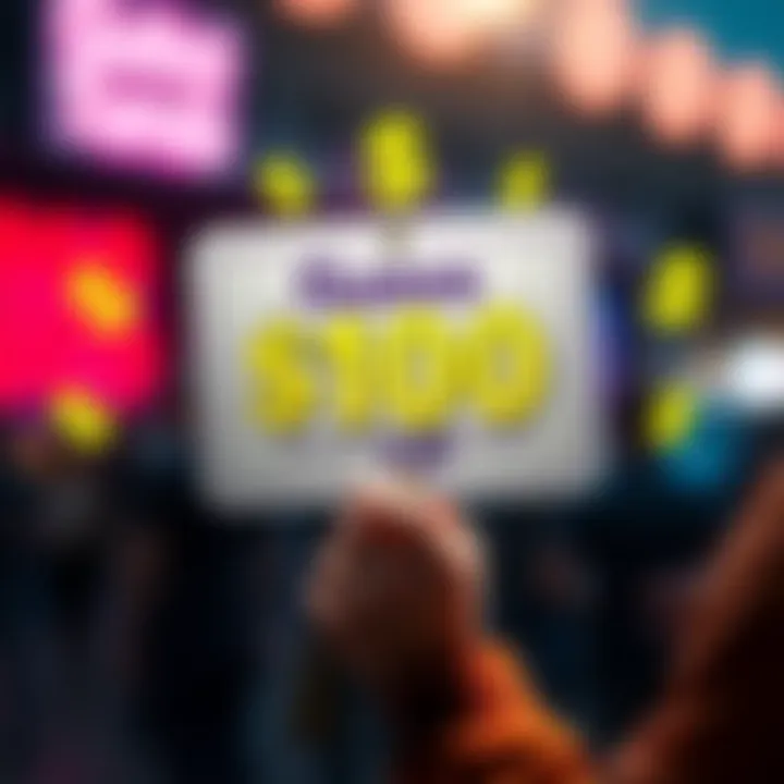 A colorful graphic showing a hand holding a sign with 'Guess' and dollar signs around it, symbolizing a contest for a tip prize