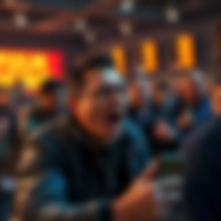 Gui expressing strong emotions during a public event, capturing the reactions of the crowd around him.
