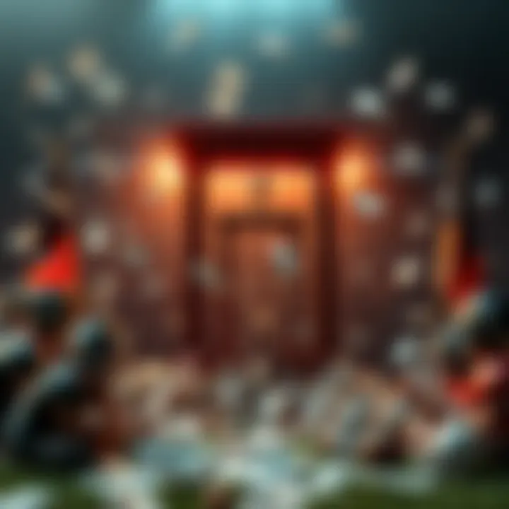 Guillotine and Betting Symbols A guillotine surrounded by broken betting slips and frustrated players, symbolizing the impact of poor player performances on parlays.