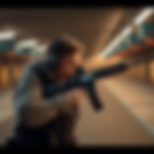A person holding a rifle at a shooting range, showcasing the prevalence of firearms in American culture.