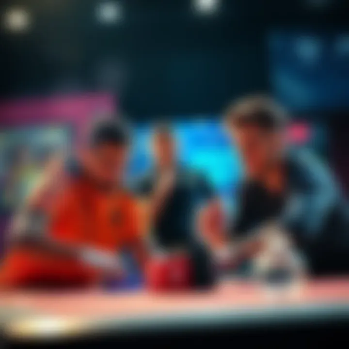 Gurule and Reese compete in an intense match, focusing on their skills and strategies. Neal watches closely, contemplating his next move.