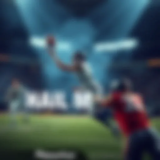 A football player making a desperate throw during a game, representing a high-stakes moment.