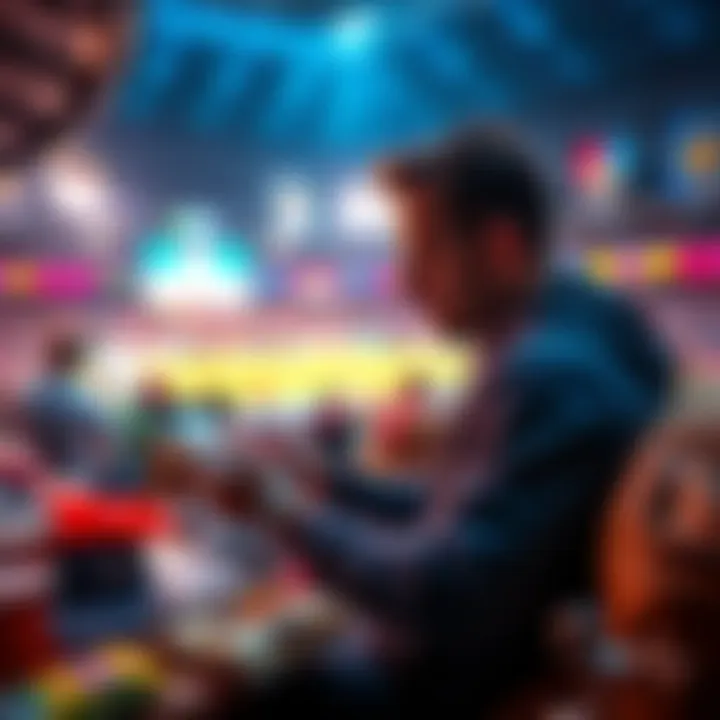 A sports fan analyzing half time bets on a tablet, surrounded by game memorabilia and snacks, during a thrilling match.